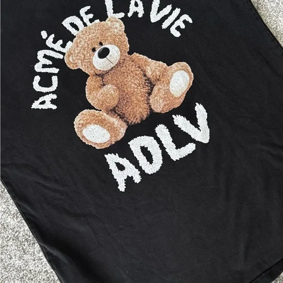 Black ACNE DE LA VIE ADLV Black Teddy Cotton Oversized Graphic Tee Mens1 Med/Lg - Picture 4 of 12